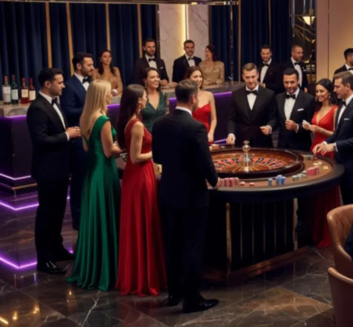 Stół pokerowy podczas eleganckiego wieczoru tematycznego